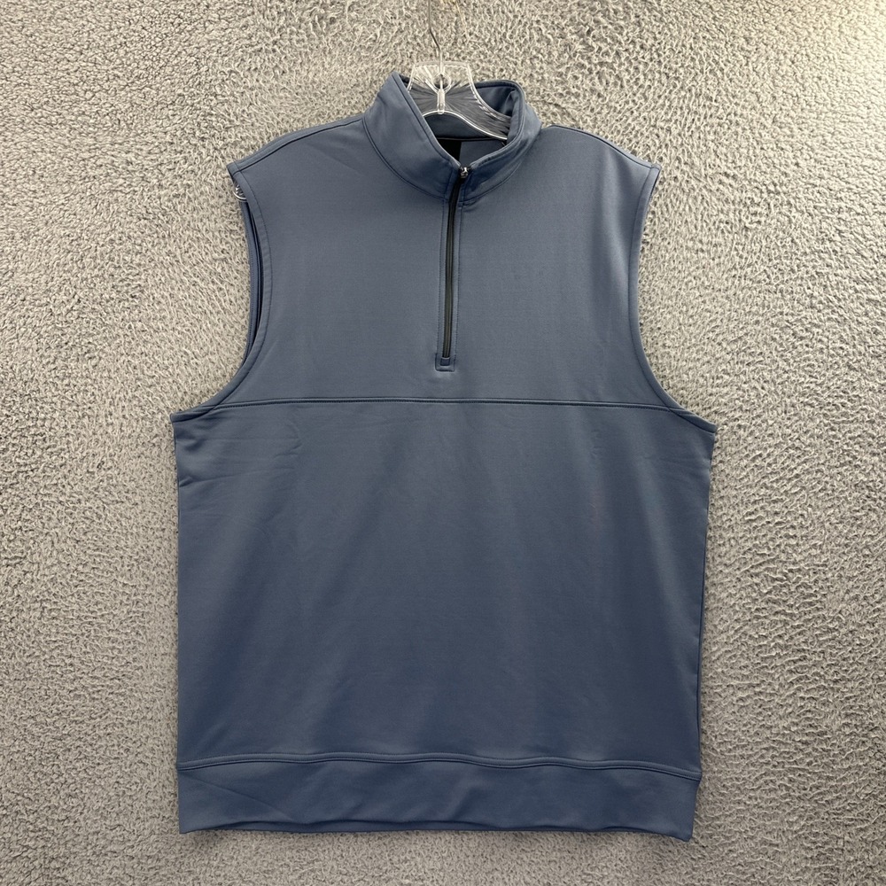 Dunning Golf 1/2 Zip Sleeveless Vest Blue Athletic Preppy Performance Men Medium